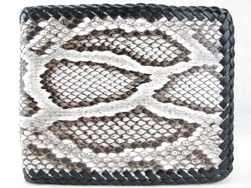 Genuine Python Snake Skin Leather Bifold Handmade Wallet ([B1] 6 Card Slots + 2 ID Windows + 2 Compartment for Bills, Burmese Natural)2