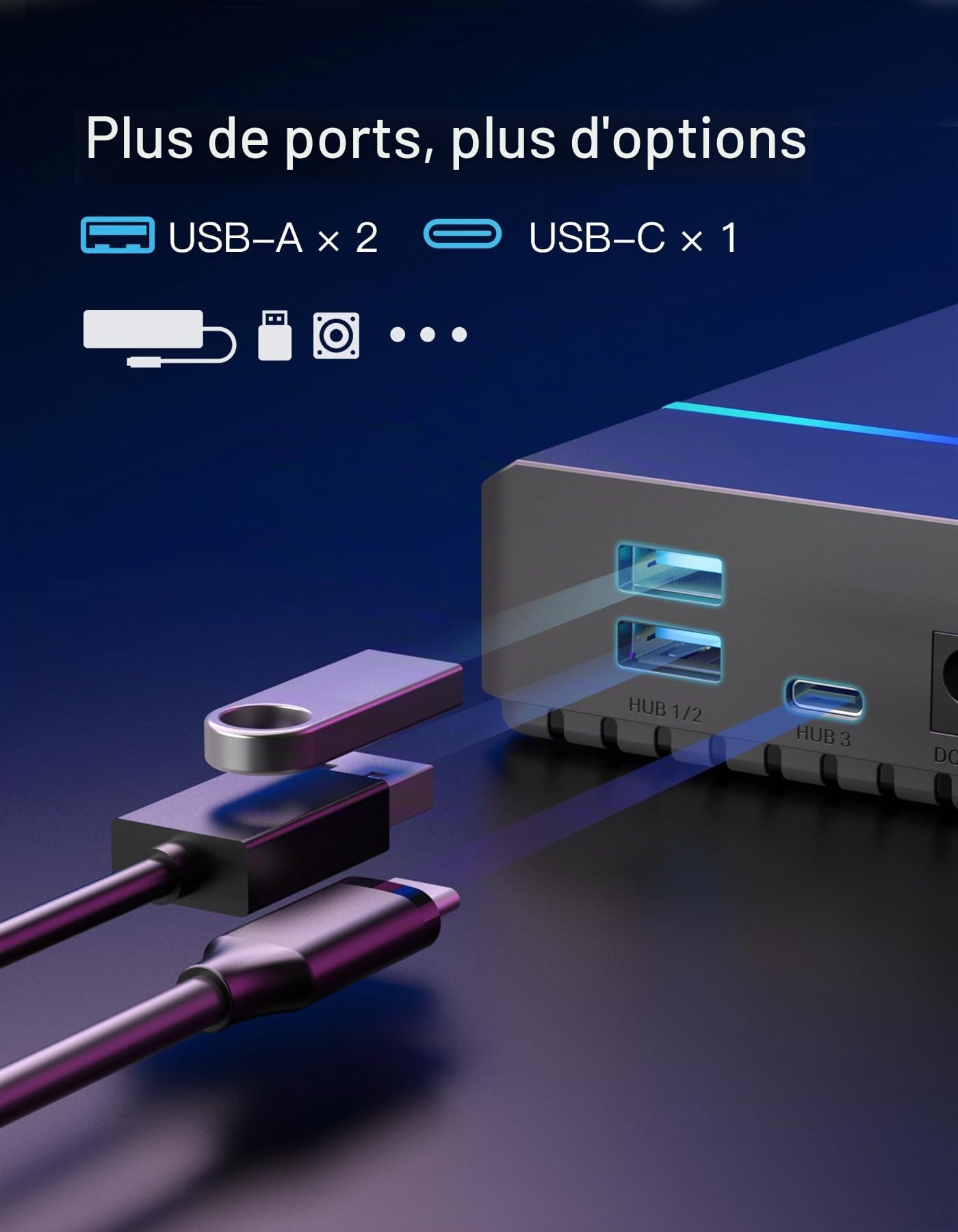 Inateck Boîtier Disque Dur RGB 3,5 Pouces, Boîtier Externe USB 3.0 pour SATA HDD et SSD 2,5''/3,5'', avec Ports d'Extension et Adaptateur d'alimentation 12V/2A, Prend en Charge jusqu'à 20 to, FE3003