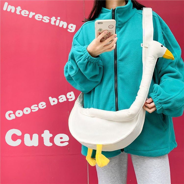 Silly Goose Canvas Shoulder Bag, Cute Goose Animal Novelty Purse Crossbody Bag for Girls & Boys3