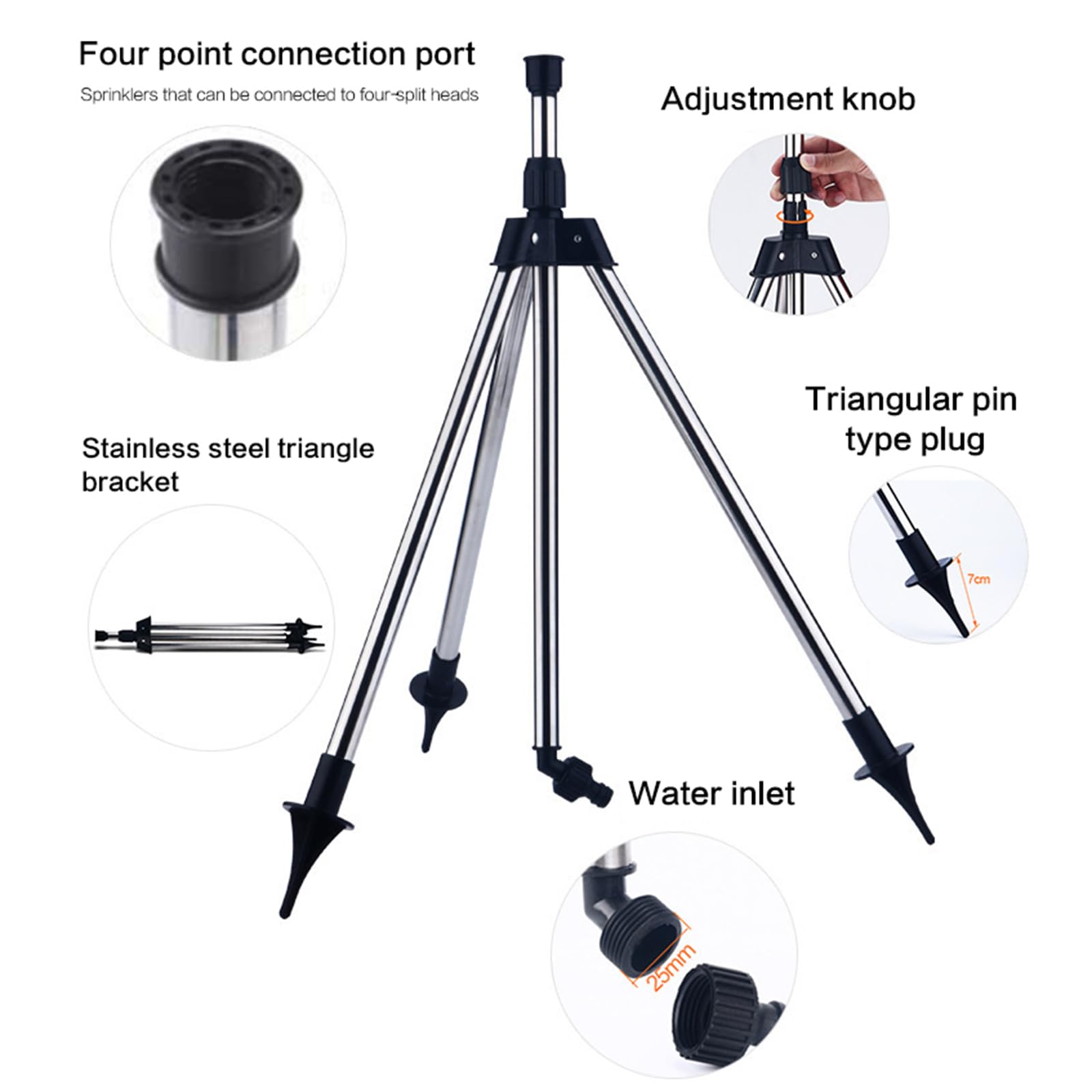 Irrigatore rotante a treppiede, irrigazione automatica a 360 gradi, irrigatore rotante a treppiede per grandi aree, irrigatore rotante regolabile con supporto telescopico per irrigazione da giardino e