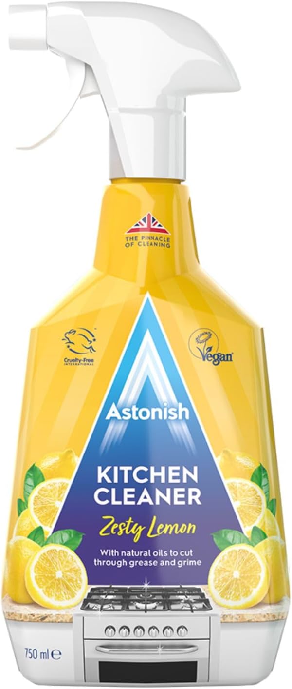Zesty Lemon Scented Kitchen Cleaner - All Purpose Cleaning Solution Removes Grease, Grime, & Surface Stains - Cruelty Free Kitchen Grease And Multi Surface Cleaner - 750ml Spray Bottle