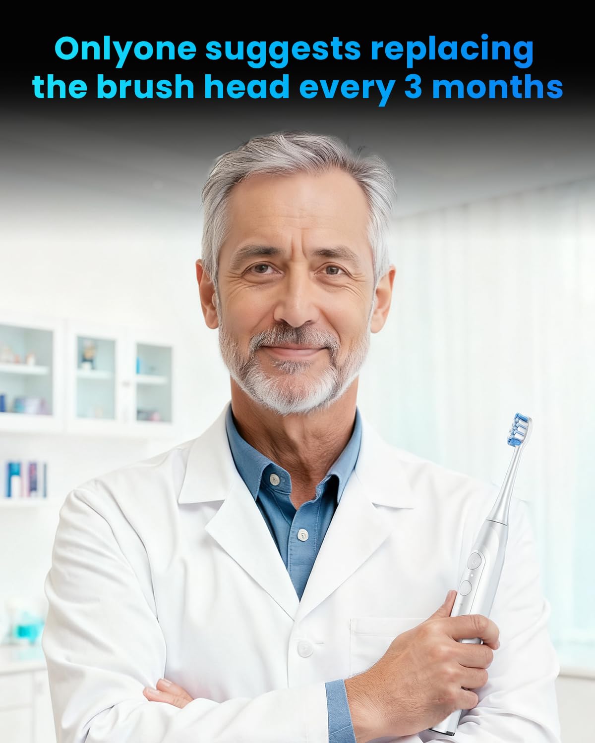 Onlyone Sonic Electric Toothbrush for Adults, Rechargeable Ultrasonic Electric Toothbrush with 8 Brush Heads, Travel Case, Charging Base & Wireless Charging - 5 Modes with Smart Timer