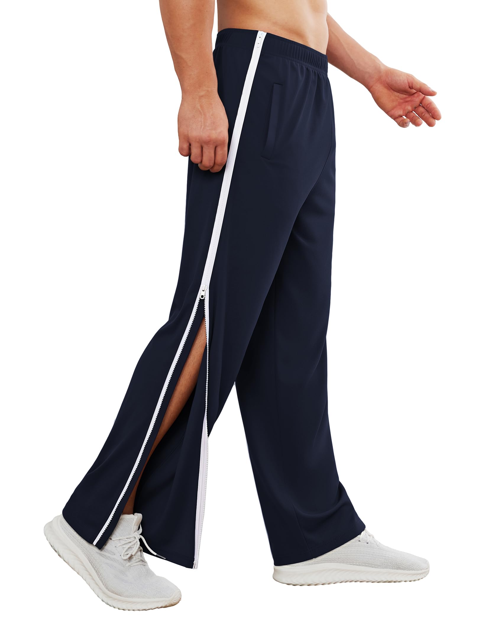 Deyeek Built For Quick Access and Privacy - Pantalones Desmontables para Hombre Hombre | Con bolsillos profundos, casual, parte inferior abierta completa, recuperación de cirugía de cadera/rodilla