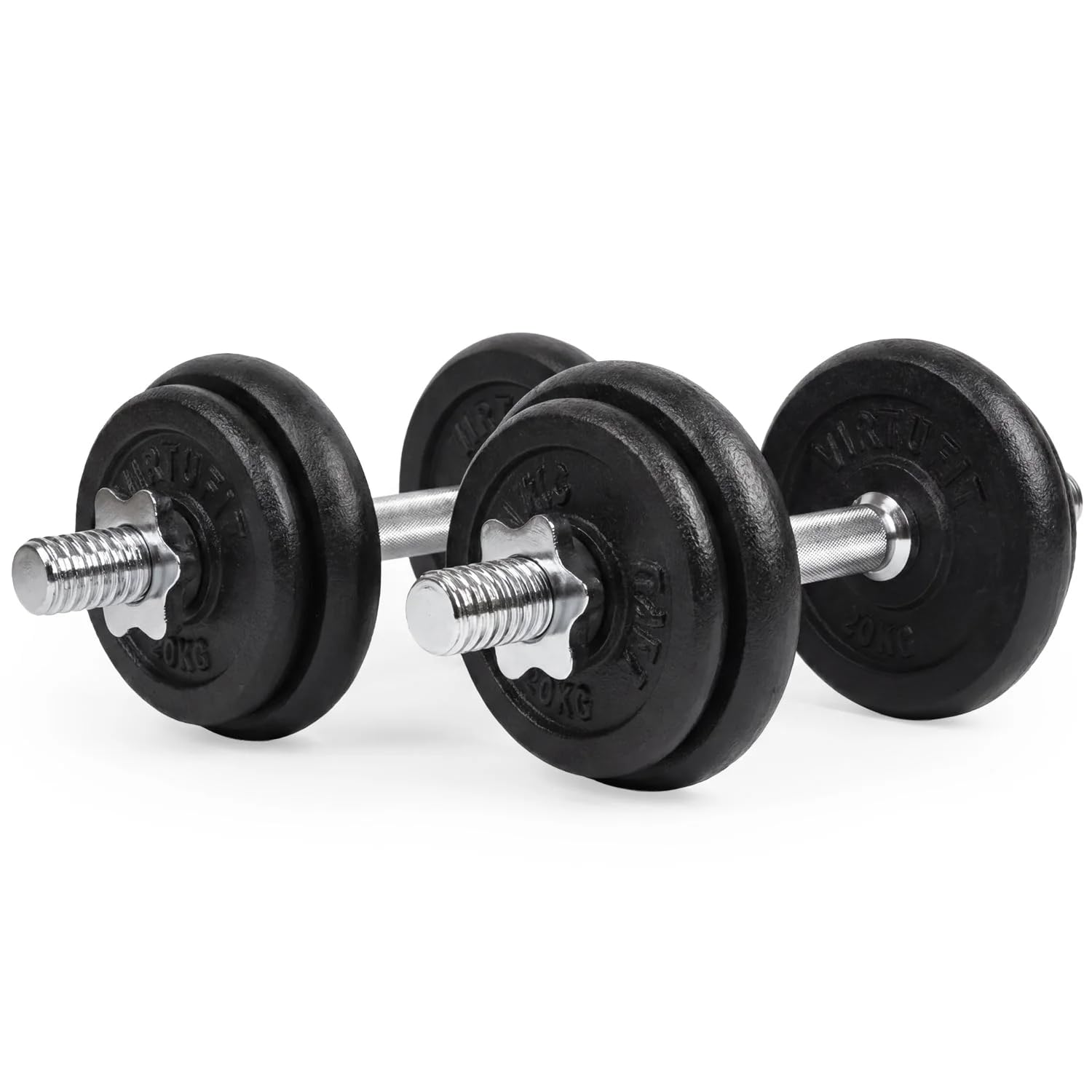 VirtuFit Zestaw hantli regulowanych Pro 20 kg – 2 x 10 kg hantle krótkie | 2,5 do 10 kg, waga całkowita 20 kg, w zestawie walizka do przechowywania, 2 krótkie hantle, żeliwo