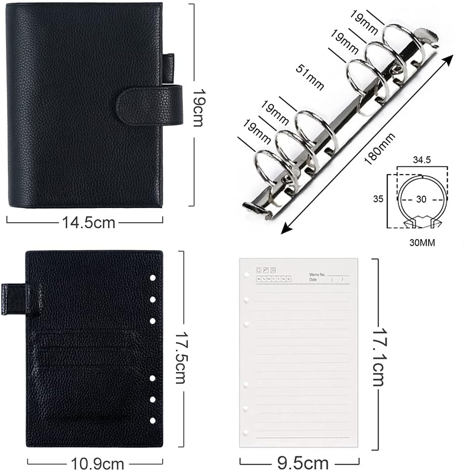 Moterm Personal Luxe Rings Planner - Genuine Leather Binder Organizer (Pebble-Black, 30mm Ring) : Office Products