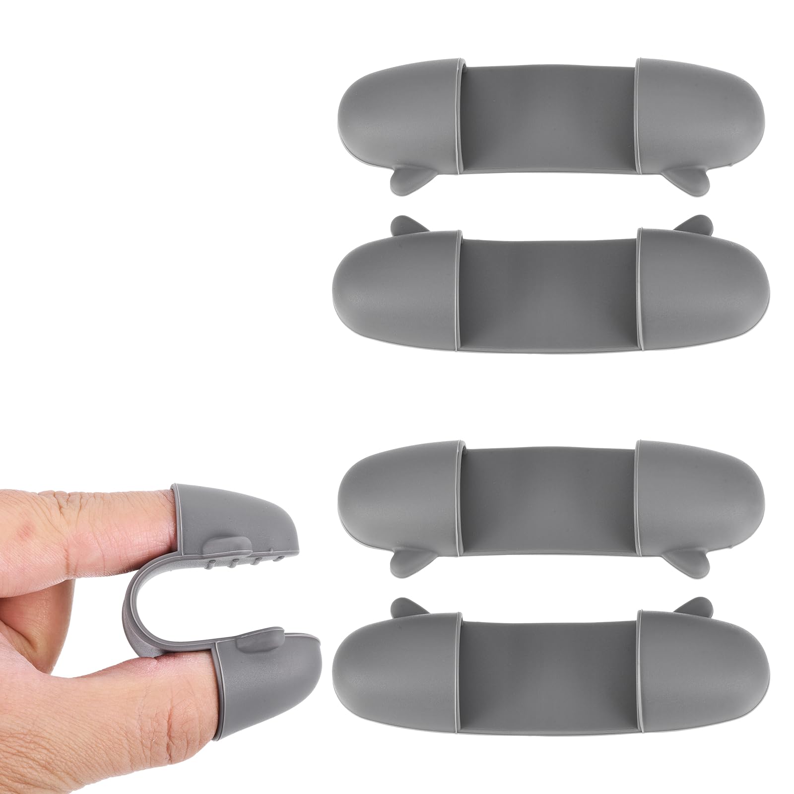 uxcell 2 Sets Mini Oven Mitts Gloves, 3.5x1x0.6 Inch Small Cute Silicone Mitts Gloves Pinch Grips Pot Holders for Kitchen Cooking Baking Grilling, Gray