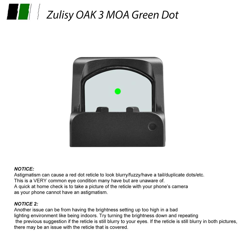 Amazon.com: ZULISY Oak 3 MOA Green Dot Sight – for RMR/407C