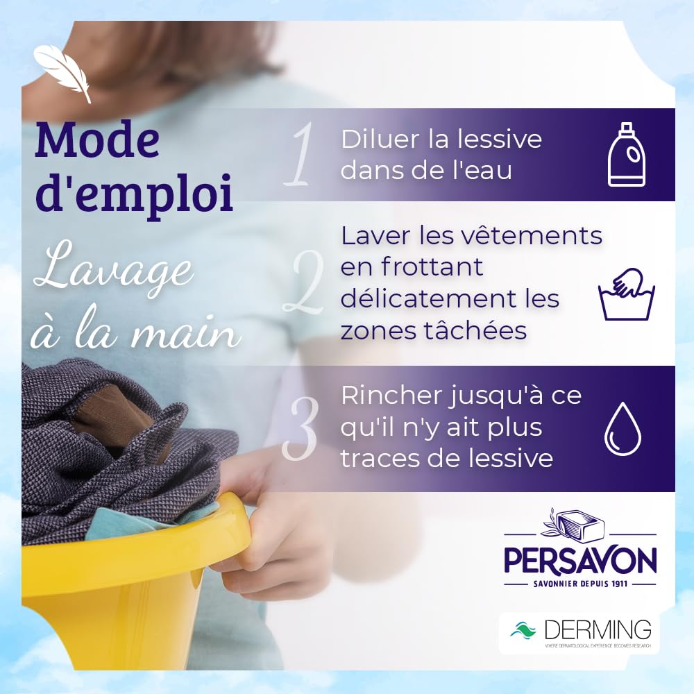 Persavon - Lessive Bébé, à l'Extrait d'Abricot BIO, Hypoallergénique, Peaux Sensibles, Sans Colorant, 30 Lavages - 8x 1500 ml