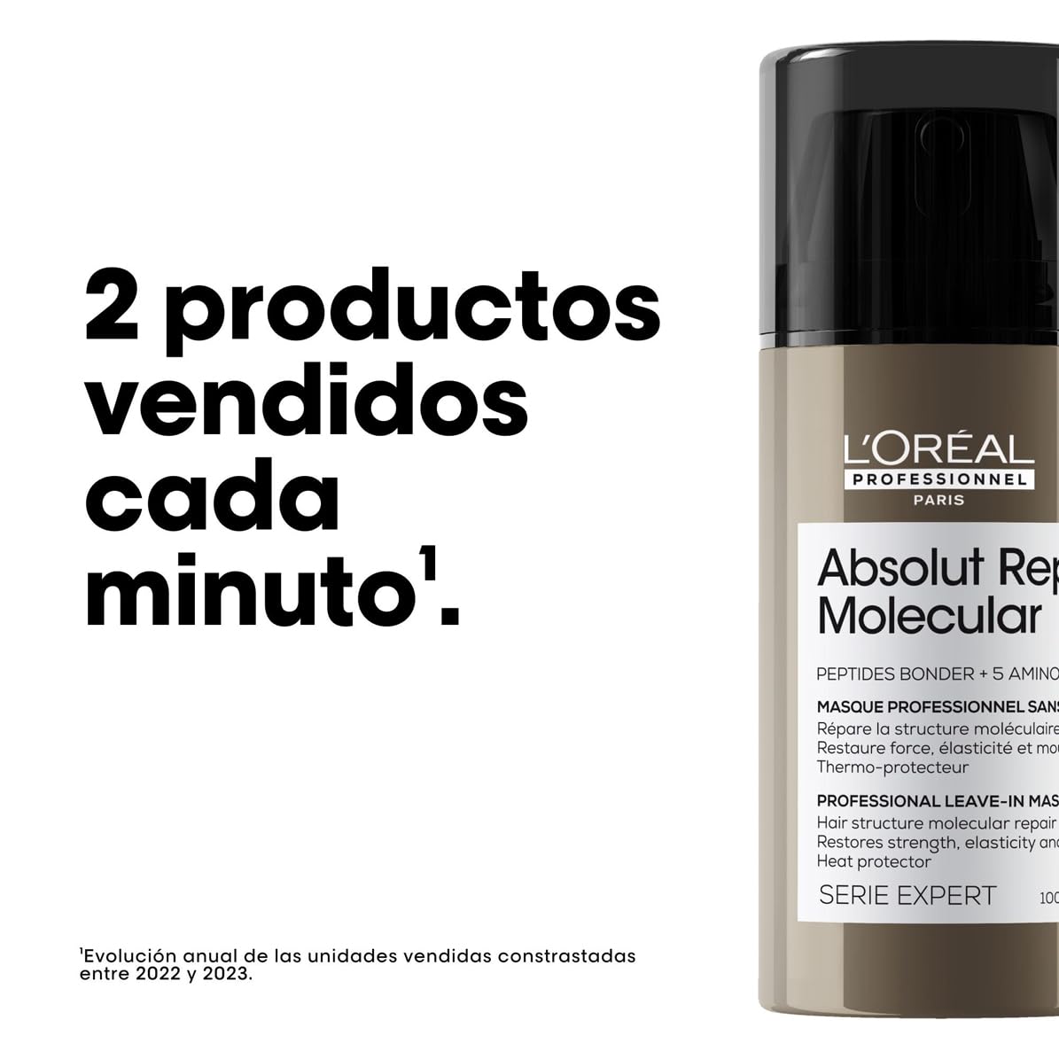 L’Oréal Professionnel, Absolut Repair Molecular Mascarilla Reparadora Sin Aclarado, Textura Crema, Repara Daños y Fortalece, Termoprotección, Fórmula Patentada, para Cabello Dañado