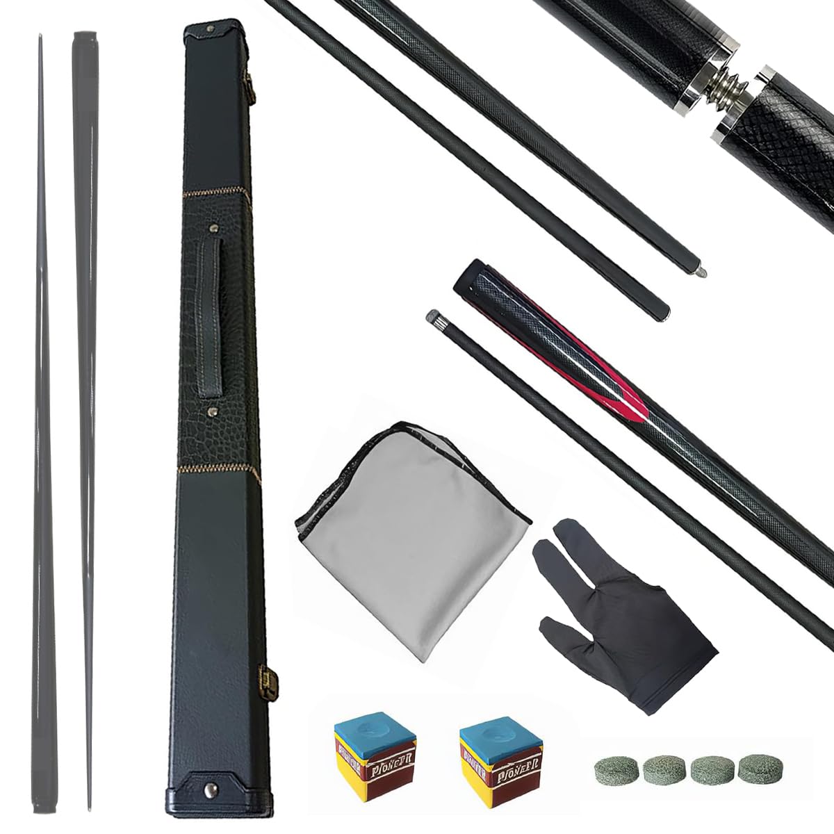 Queue De Billard Articulée En Fibre De Carbone – 147,3 Cm, Pointes 9,5 Et 13 Mm, 6 Couleurs, étui Inclus