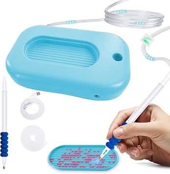 Electric Diamond Art Painting Pen, Vacuum Diamond Painting Pen with Storage Tray, Diamond Art Accessories Tool for AB Stones, Round/Square DiamondBlue