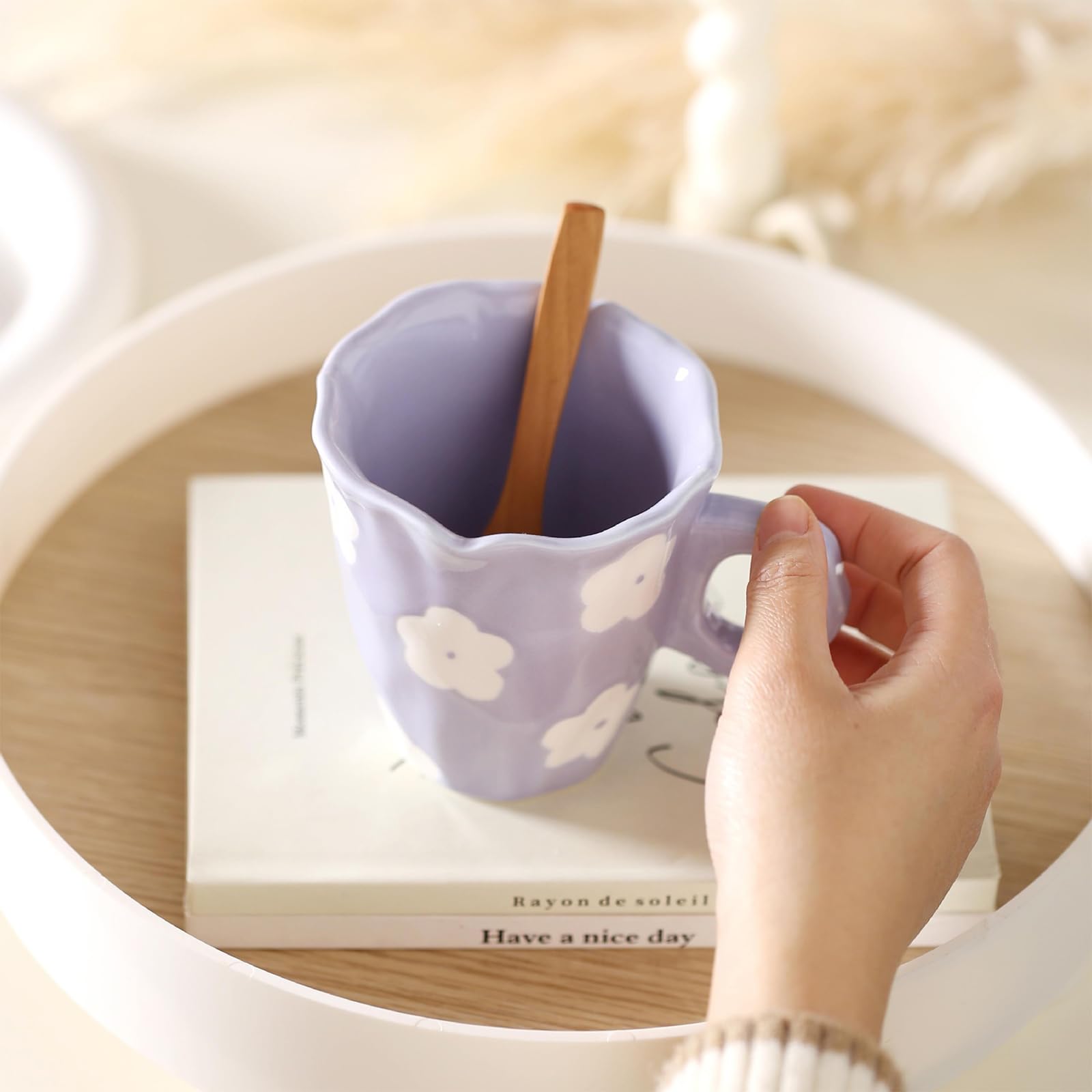 Soulnioi Ceramic Coffee Mug, Cute Cappuccino Cup with Handle - Image 4