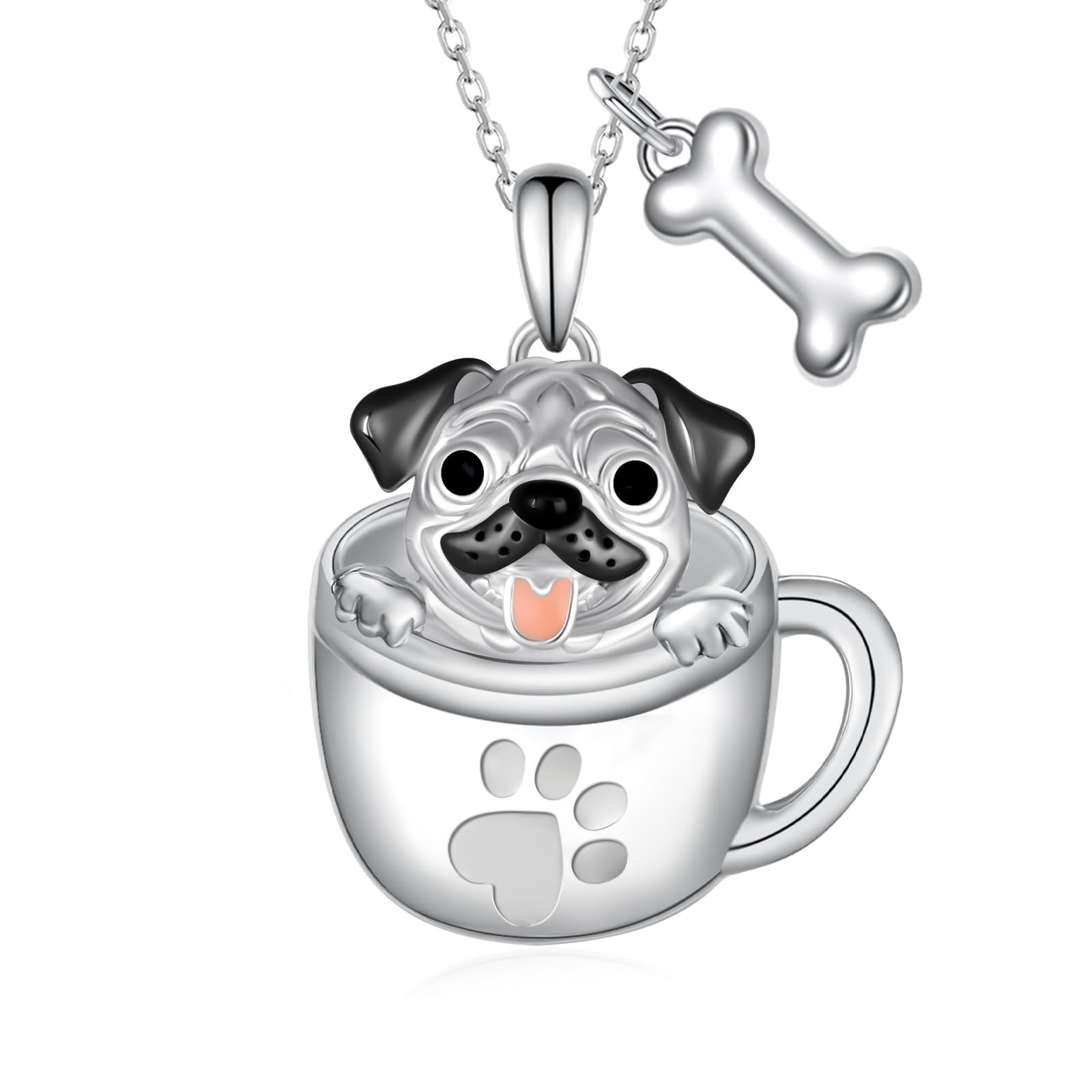 SVODEA Black Cat/Pug/Boston Terrier/Capybara/Yorkie/Beagle/Maltese/Corgi Necklace 925 Sterling Silver Cute Animal Jewelry for Women