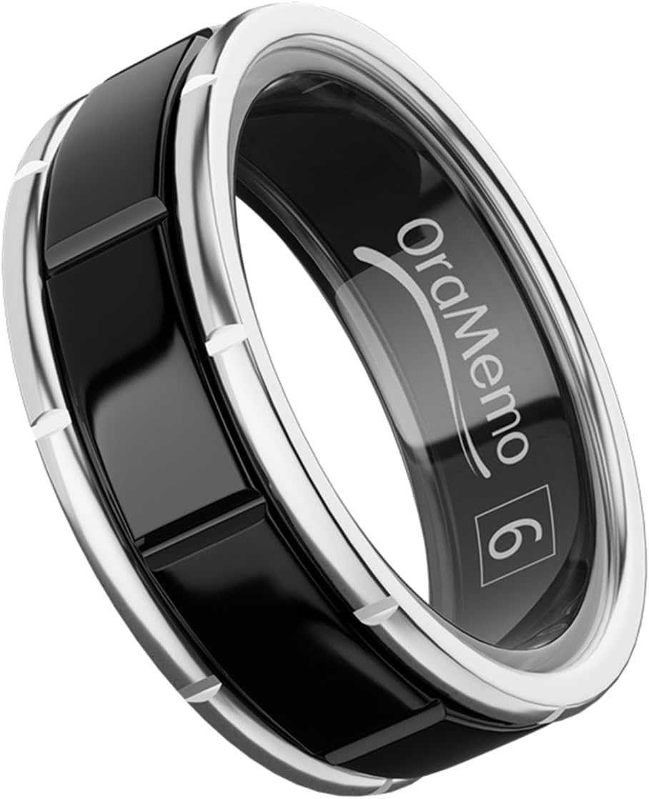 Smart Ring 1.0 for Men/Women, No Subsripition Fee, 7-8 Days Battery Life, HRV/Stress Monitoring/Sleep Track/Fitness for iOS and Android (Gloss Black, 6)