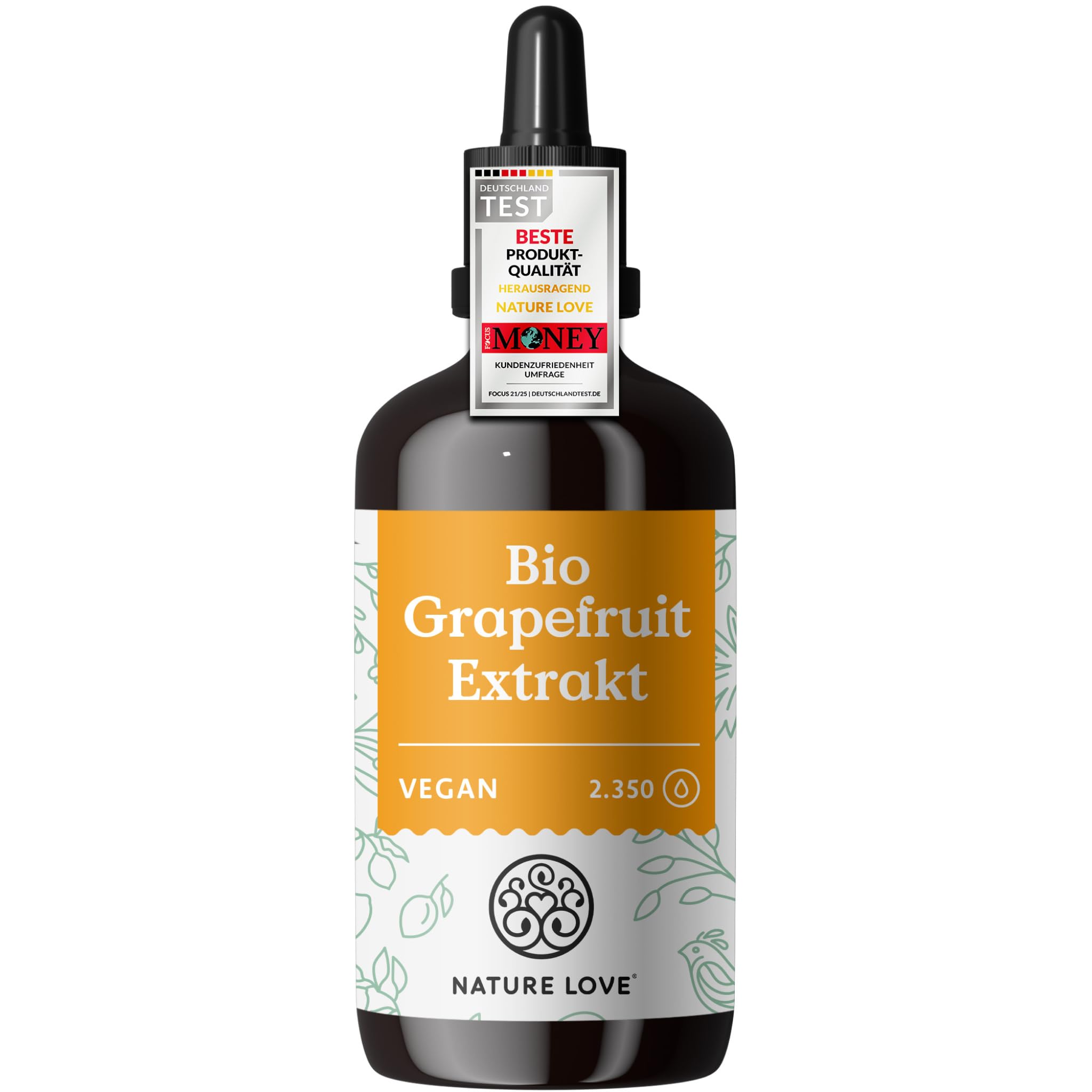 NATURE LOVE® Bio Grapefruitextrakt - 2.600 mg Grapefruitextrakt / 100ml - Laborgeprüft und Bio zertifiziert - Grapefruit Extrakt aus Kern und Schale - Hochdosiert, vegan und in Deutschland produziert