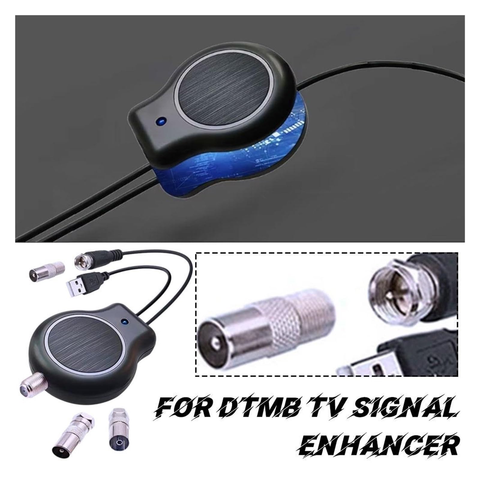 Amplificatore Di Segnale Del'antenna TV Digitale HDTV, Amplificatore Di Segnale HD FM DVB Alimentato Tramite USB Da 32 DBI, Installazione Rapida