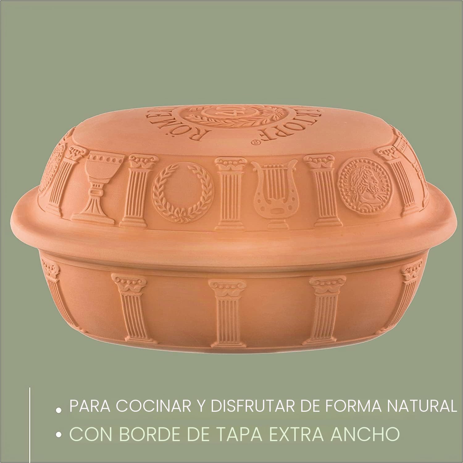 Römertopf – Fuente ovalada de barro natural, edición 50 años, 5 L, para asados jugosos sin grasa en el horno, color terracota