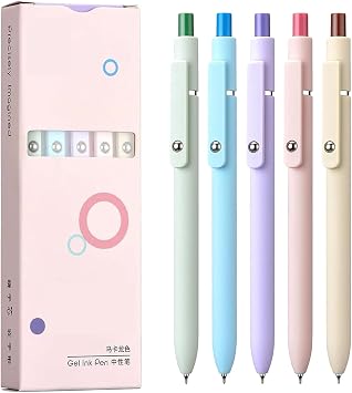Joxop Quick Dry Gel Pens, Quick Dry Gel Pens, 5pcs Retractable Gels Pen Set, 0.5mm Quick-Dry Carbon Ink A Multicolor