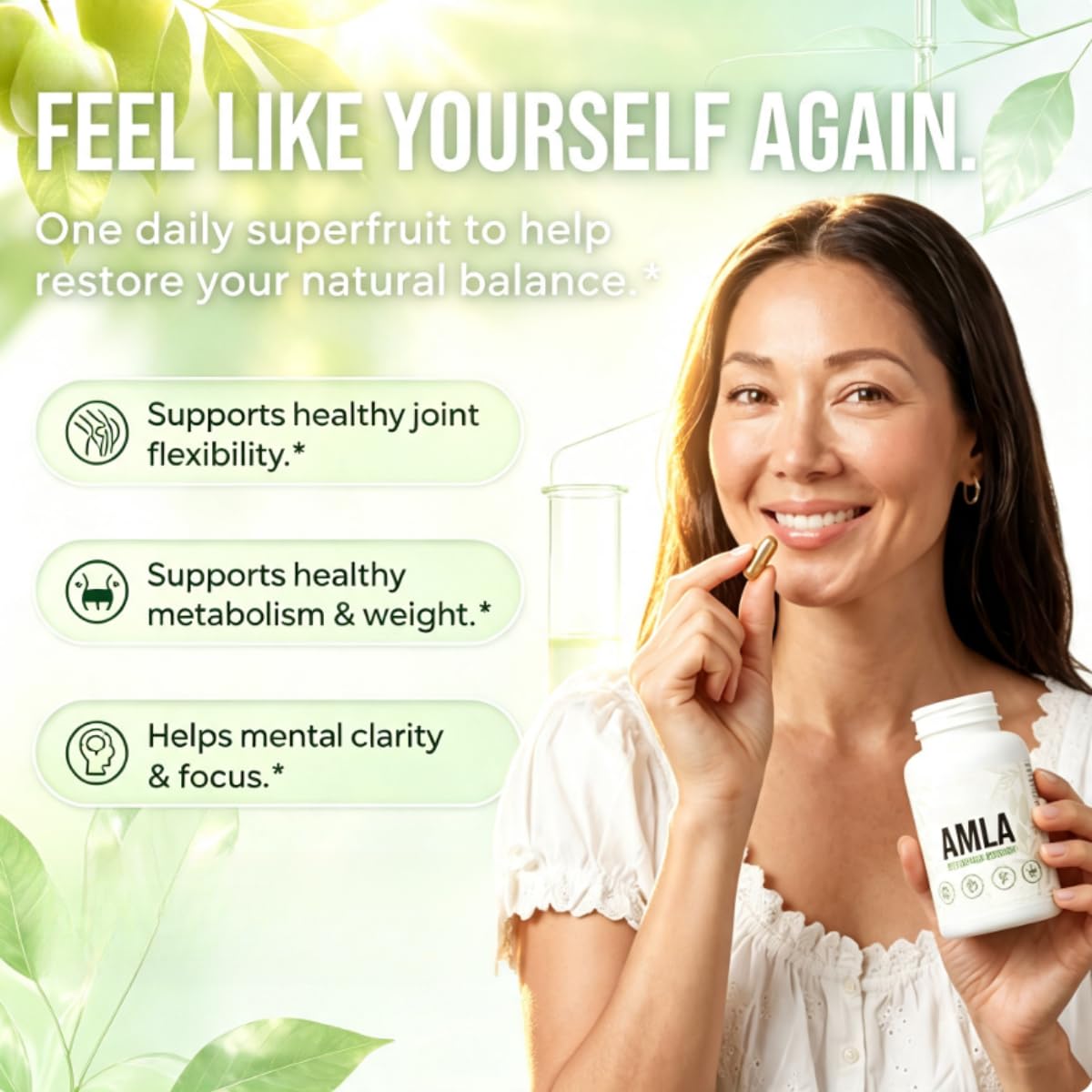 AMLA-Supporta l'equilibrio,allevia disagio fornisce supporto antiossidante | Allevia lo stress mentale quotidiano, migliora l'affaticamento fisico e mentale, stabilizza lo stato emotivo.