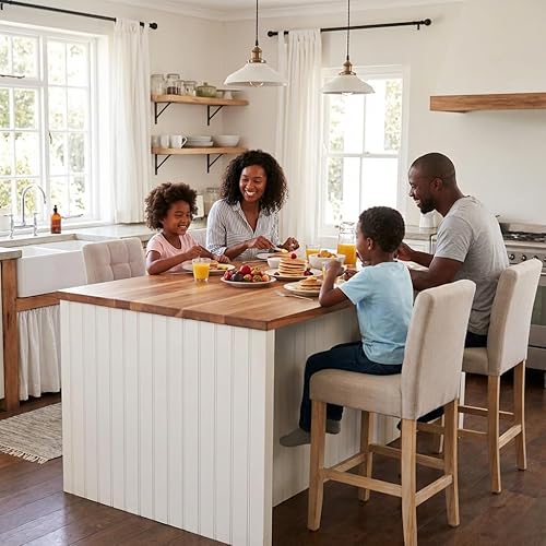 Miniatura 6 de YOUNIKE Modern Bar Stool, Counter Height Barstool with Comfy High Back & Wood Legs, Fabric Kitchen Chair for Island & Dining Room, Already Negro x 1