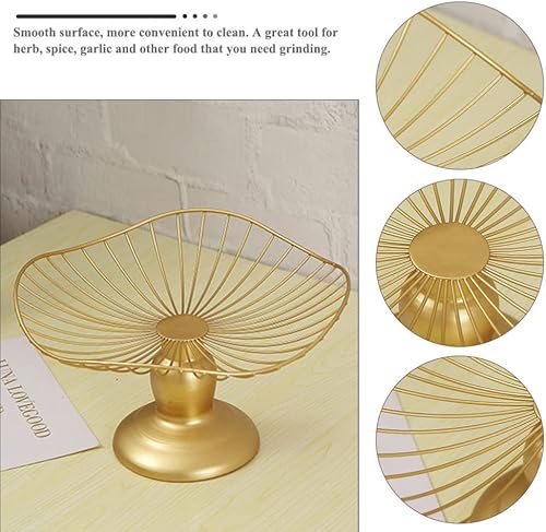 Miniatura 2 de Hemoton Cesta de frutas con patas doradas: cuenco de frutas de alambre de metal, plato decorativo para aperitivos, postre y pastel, bandeja para