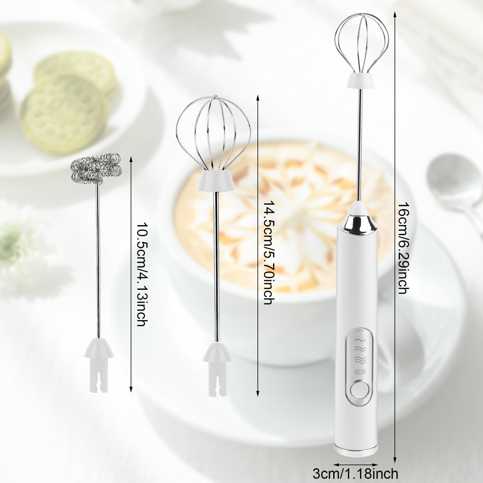 Montalatte Elettrico USB Per Cappuccino | Frullino SchiumaLatte 3 Velocità Con Supporto | Nero - Foto 5