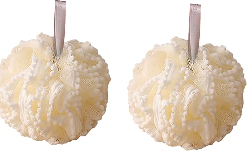 Paquete de 2 esponjas de baño esponjas de baño esponjas de ducha puf exfoliante corporal para mujer blanco 2
