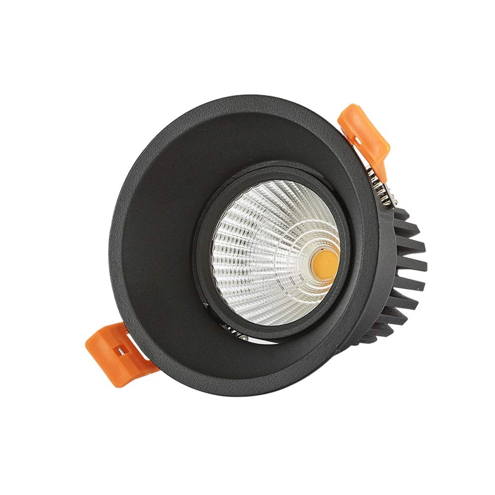 BHGFYXBS Recessed Beam Angle Adjustable Cob 7W/12W Recessed Spotlight Nordic Indoor High Ra Anti-Glare Embedded Flat Ceiling Downlight Hotel Store Living Room Lighting Panel Lamp,Blackwarmlight-7W