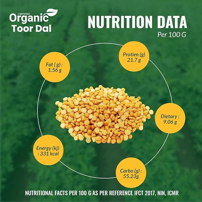 Green Blossom Organic Toor/Arhar Dal| Unpolished Split Pigeon Pea | Chemical-Free | 100% Vegan | Quality Pulses for Healthy Indian Cooking"- 10kg (1kg x Pack of 10) 2