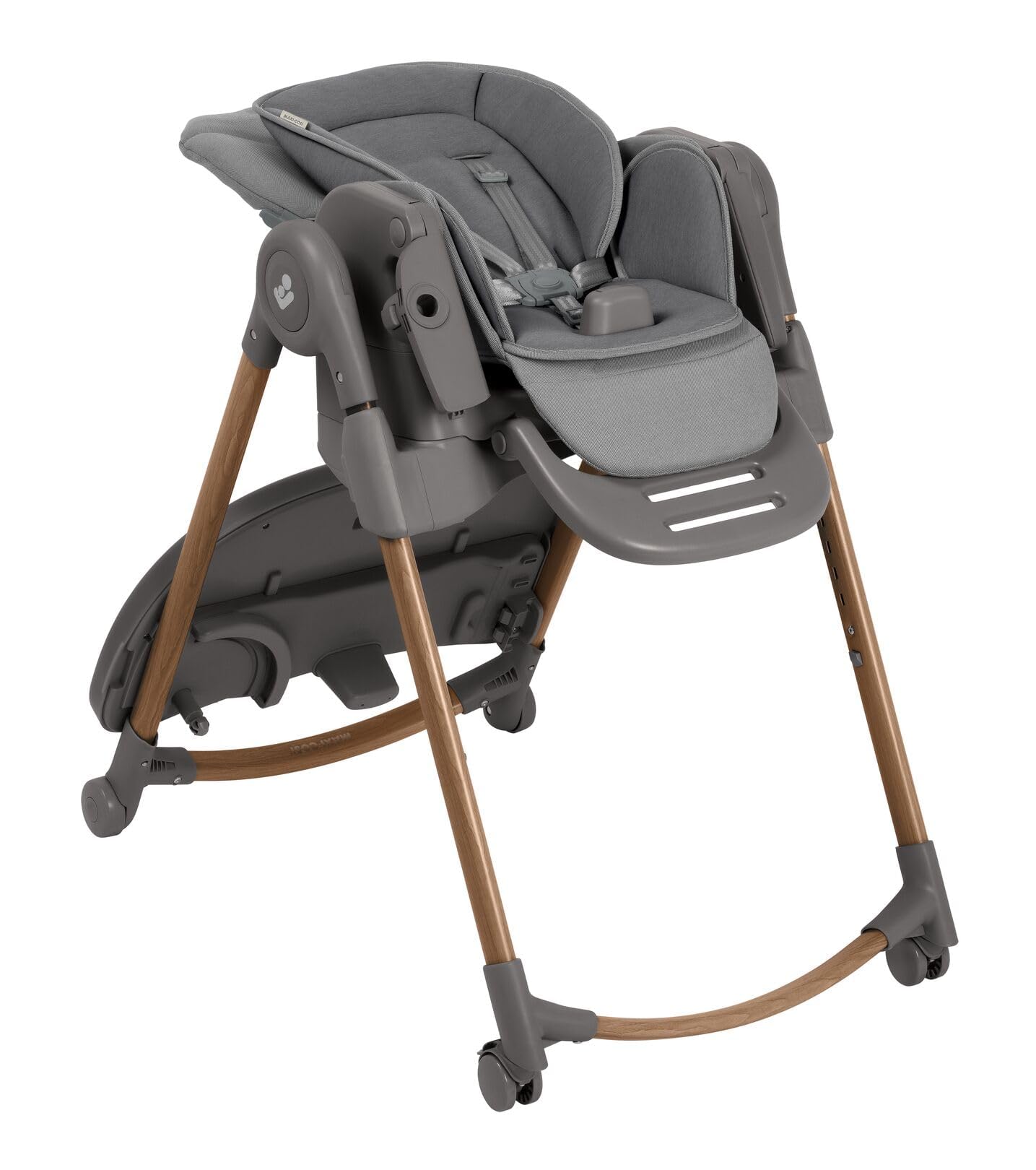 Maxi-Cosi Minla Plus Trona Bebe Evolutiva 6 en 1, 0-14 años, máx. 60 kg, Rotación de la bandeja con una sola mano, 4 Rädern, 9 posiciones altura, 5 posiciones reclinación, Elegance Graphite