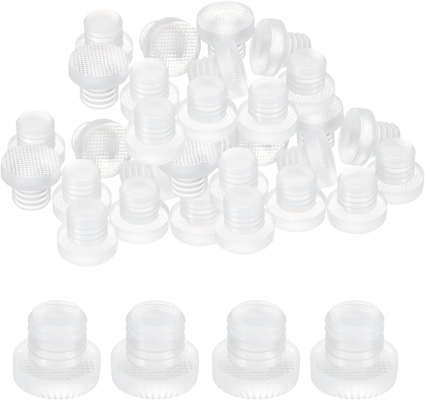 uxcell 30 Pcs Glass Table Top Bumpers with Stem, 22mm/0.87" Furniture Glass Table Top Anti-Slip Pads Clear Plastic Grippers Table Spacers for 10.5mm/0.41" Hole Table Furniture Cabinet