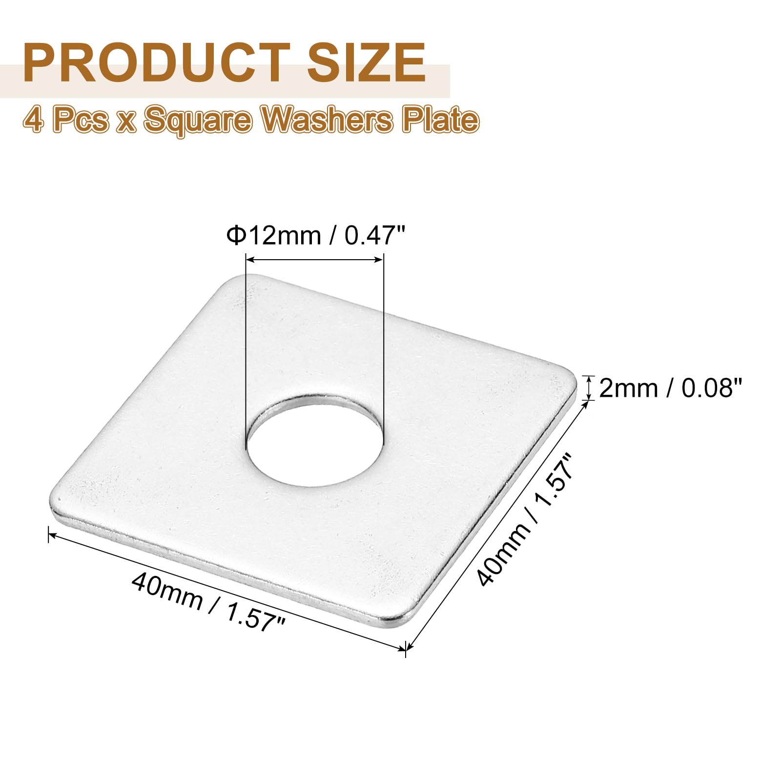 PATIKIL M12x40x2mm Square Washers - Image 2
