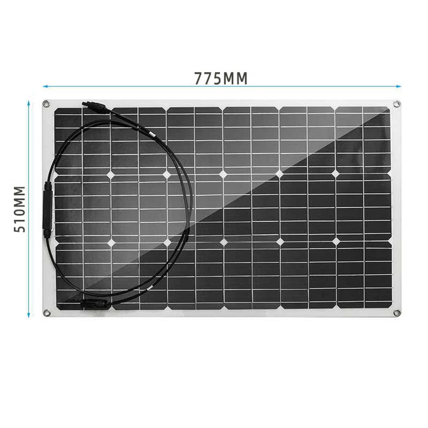 Elastyczny zestaw monokrystalicznych paneli słonecznych 600 W (2 x 300 W) 12 V-24 V z kontrolerem ładowania 40 A MPPT – do kampera, łodzi, na kemping, do użytku domowego