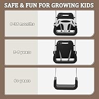 Vista 3 de Toddler Swing with Soft Cushion, Foldable Indoor & Outdoor Baby Swing, Easy to Install & Store for Backyard Play (Black)