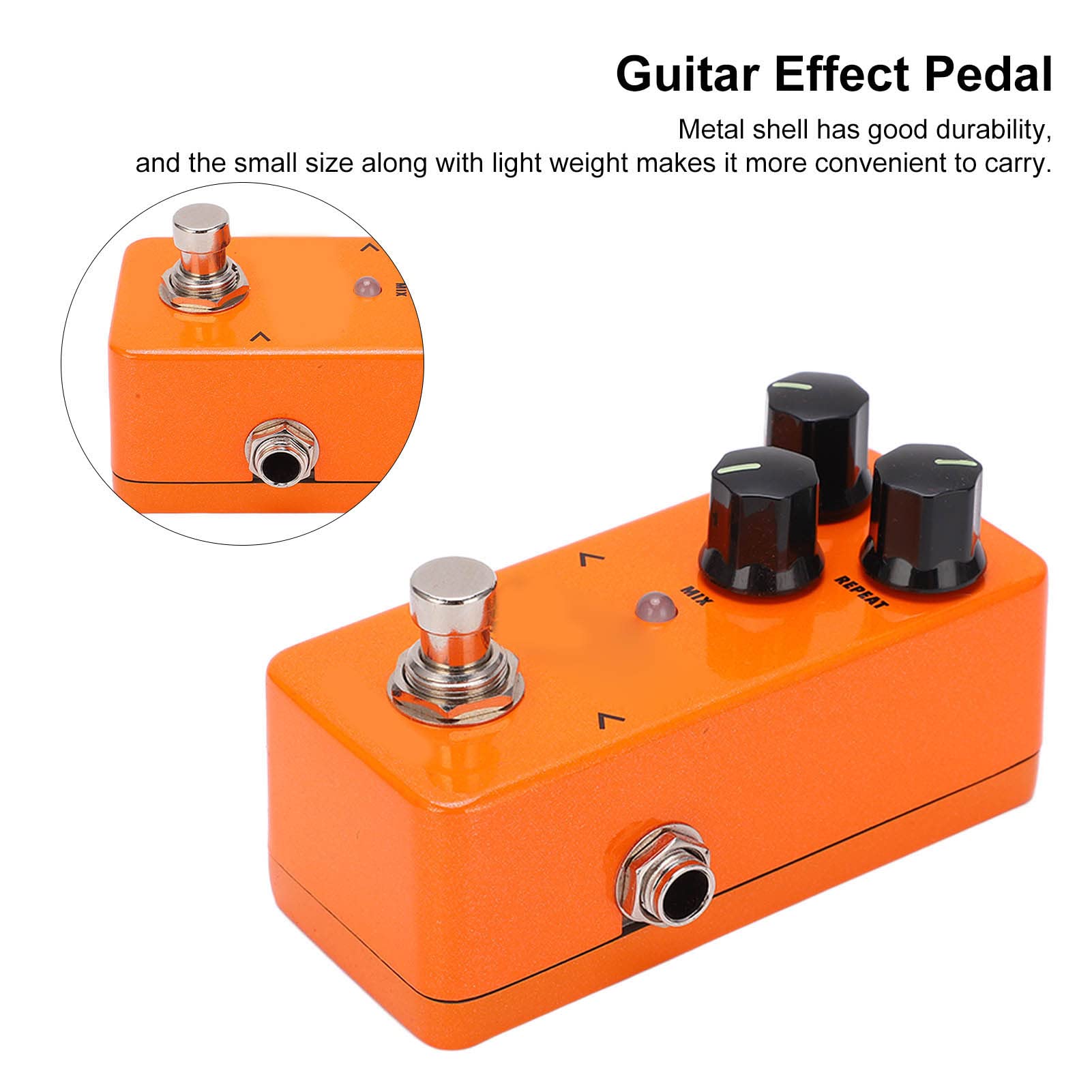 Qqmora Pedale Effetto per Chitarra Ritardo Digitale Compatto Regolabile per Musicisti Metal Orange 800ms