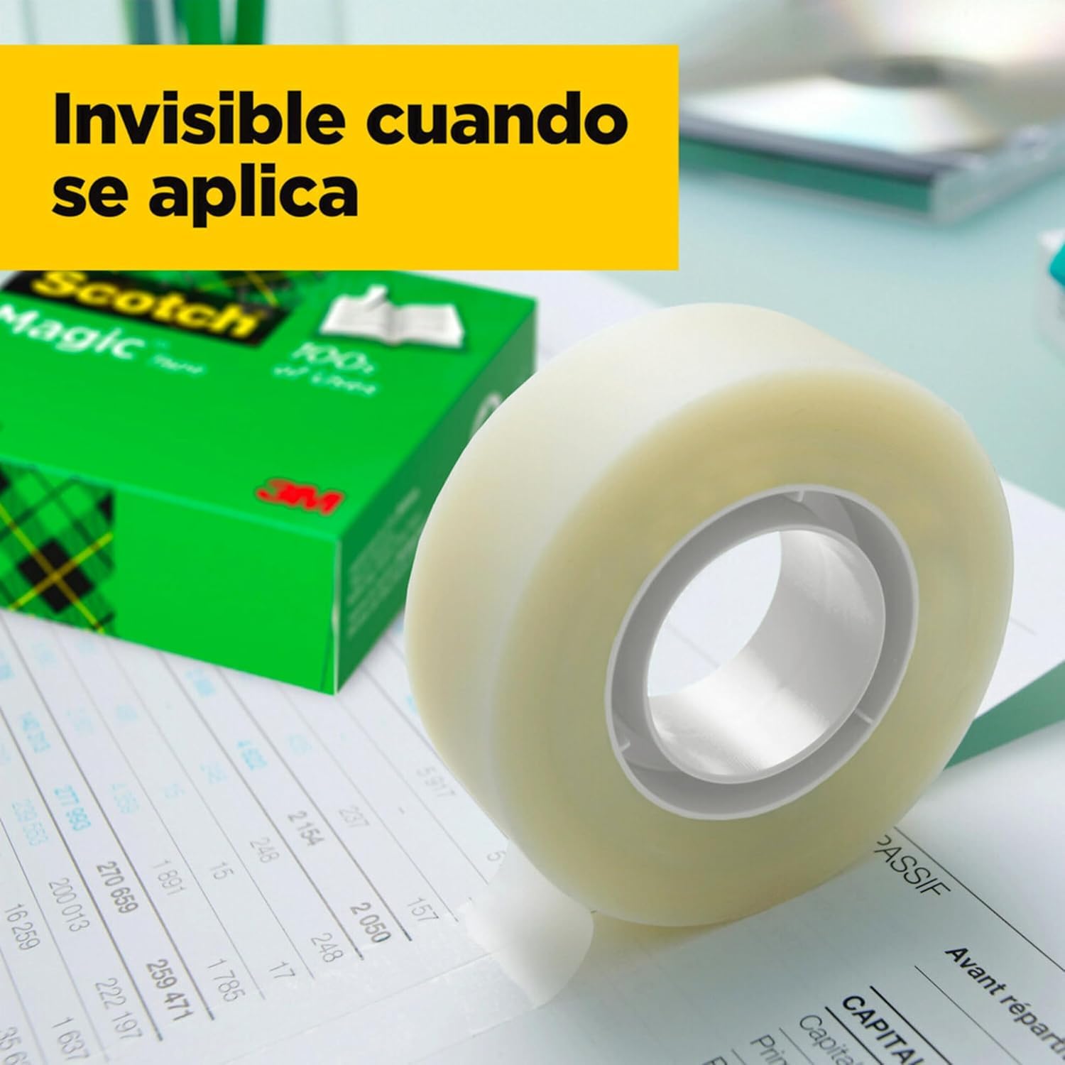 Scotch Magic Dispensador de cinta adhesiva portarrollos sobremesa 3 rollos transparente 19 mm x 33 m base antideslizante negro