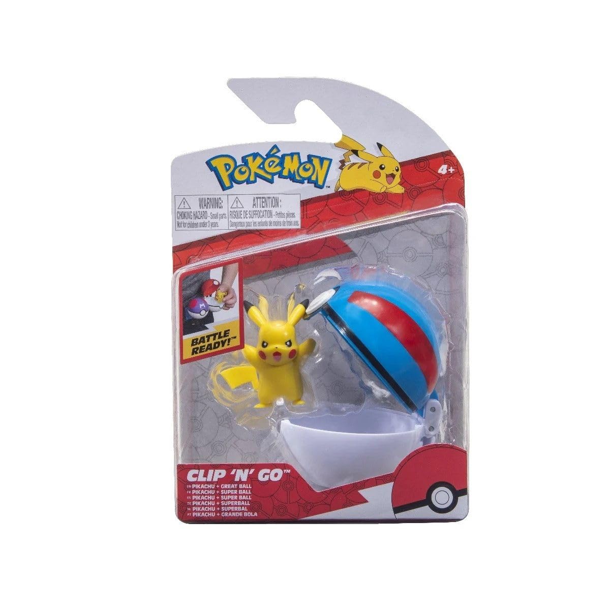Pokemon PKW2660 Clip'n'Go Good Ball Con Pikachu - Poké Ball Ufficiale Con Statuetta 5cm - Giocattolo Da Collezione Per Bambini 4+ Anni
