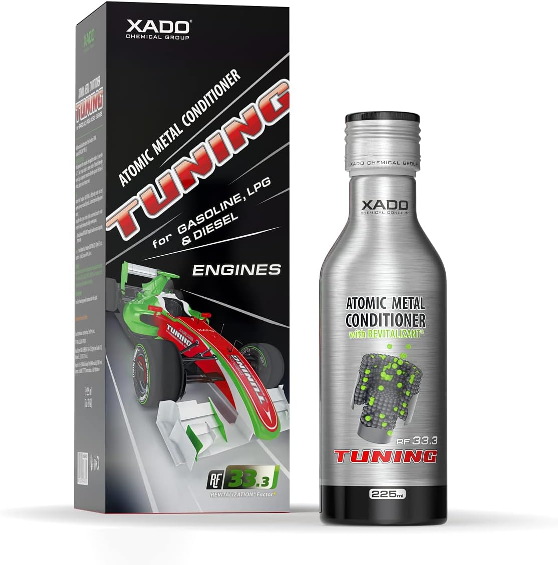 Tuning Motor Oil Additive - High Mileage Engine Restore Oil Treatment - Atomic Metal Conditioner for Gas, Diesel and LPG Engines - Friction Protectant, Cylinder Compression Restorer, Bottle 7.5oz