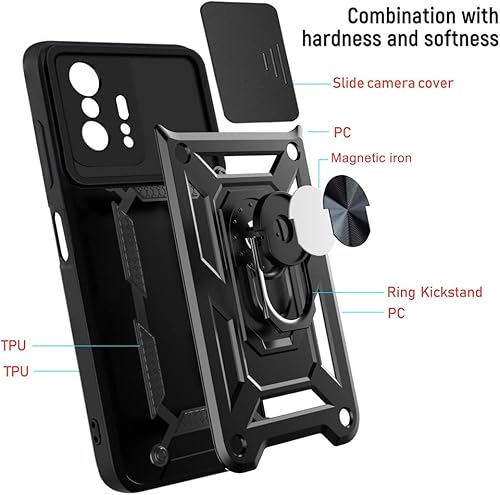 Miniatura 7 de Funda para Xiaomi mi 11T11T Pro con protector de cámara, 3X protector de pantalla Funda de soporte de anillo de 360 para Xiaomi mi 11T11T pro con