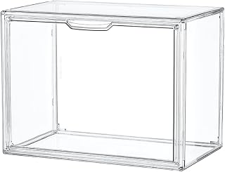 LXLXXL Clear Acrylic Display Case - Stackable Storage Bins with Magnetic Lid for Collectibles, Cosmetics, Large Figures - 14.2x8.7x10.6"