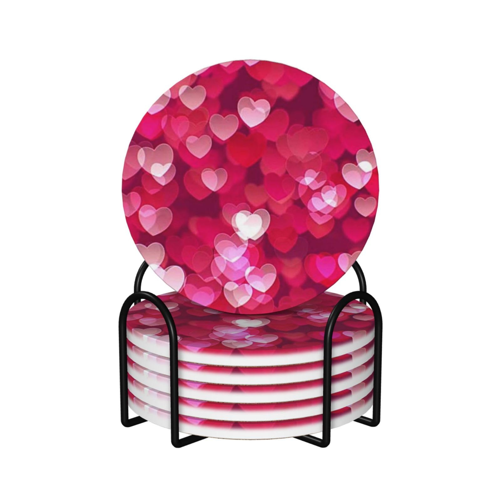 Dessous de verre absorbant en céramique et liège motif cœur pour bureau et cuisine