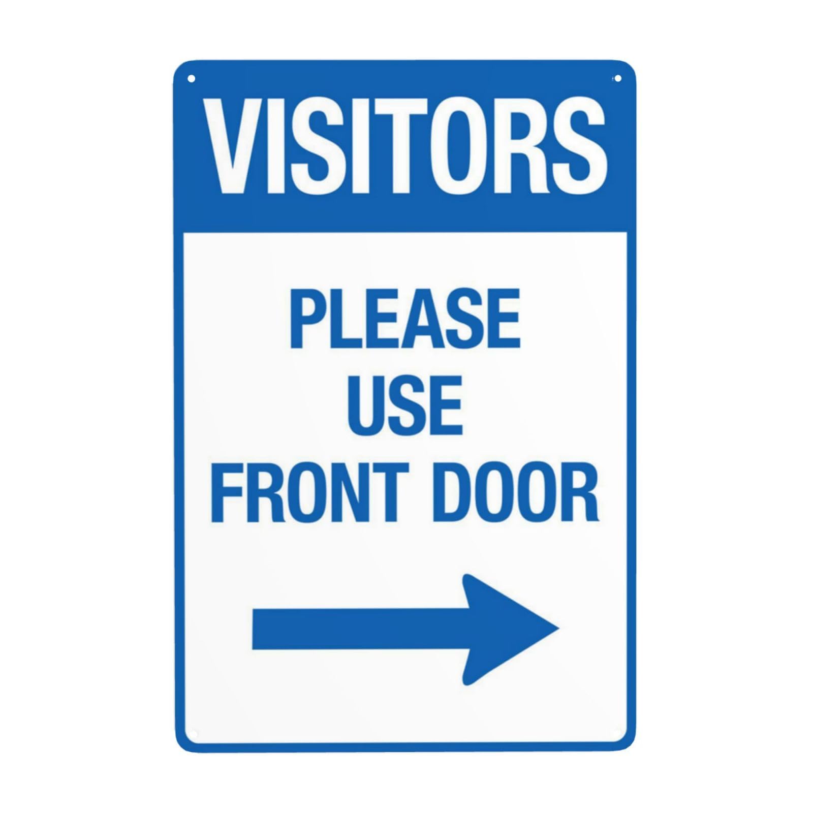 Visitors Please Use Front Door Vintage Metal Notice Safety Wall Sign 12x8 Inch
