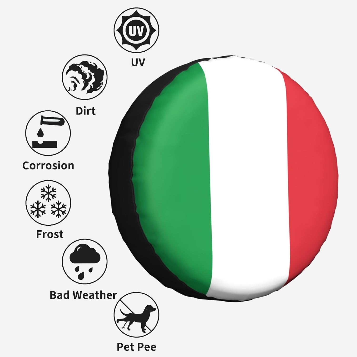 Italian Flag Print Tire Cover Universal Spare Wheel for Trailer Rv SUV Truck Camper Travel Accessories