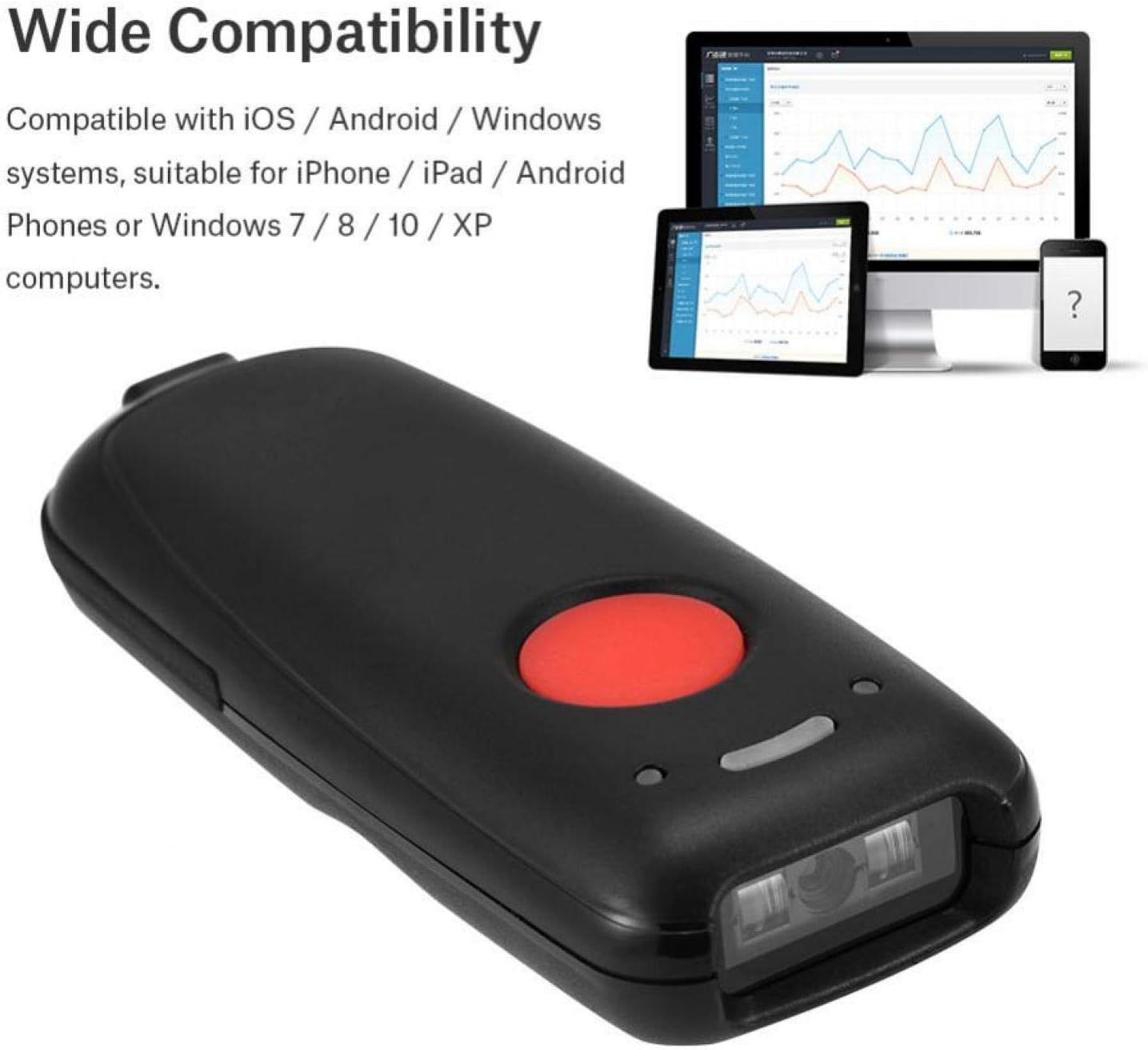 Barcode Scanner Bluetooth,Portable USB Bar Code Scanners Bluetooth 4.0&Wired Connection,Portable Inventory Bar Code Reader Compatible with iOS Android Phone Tablets