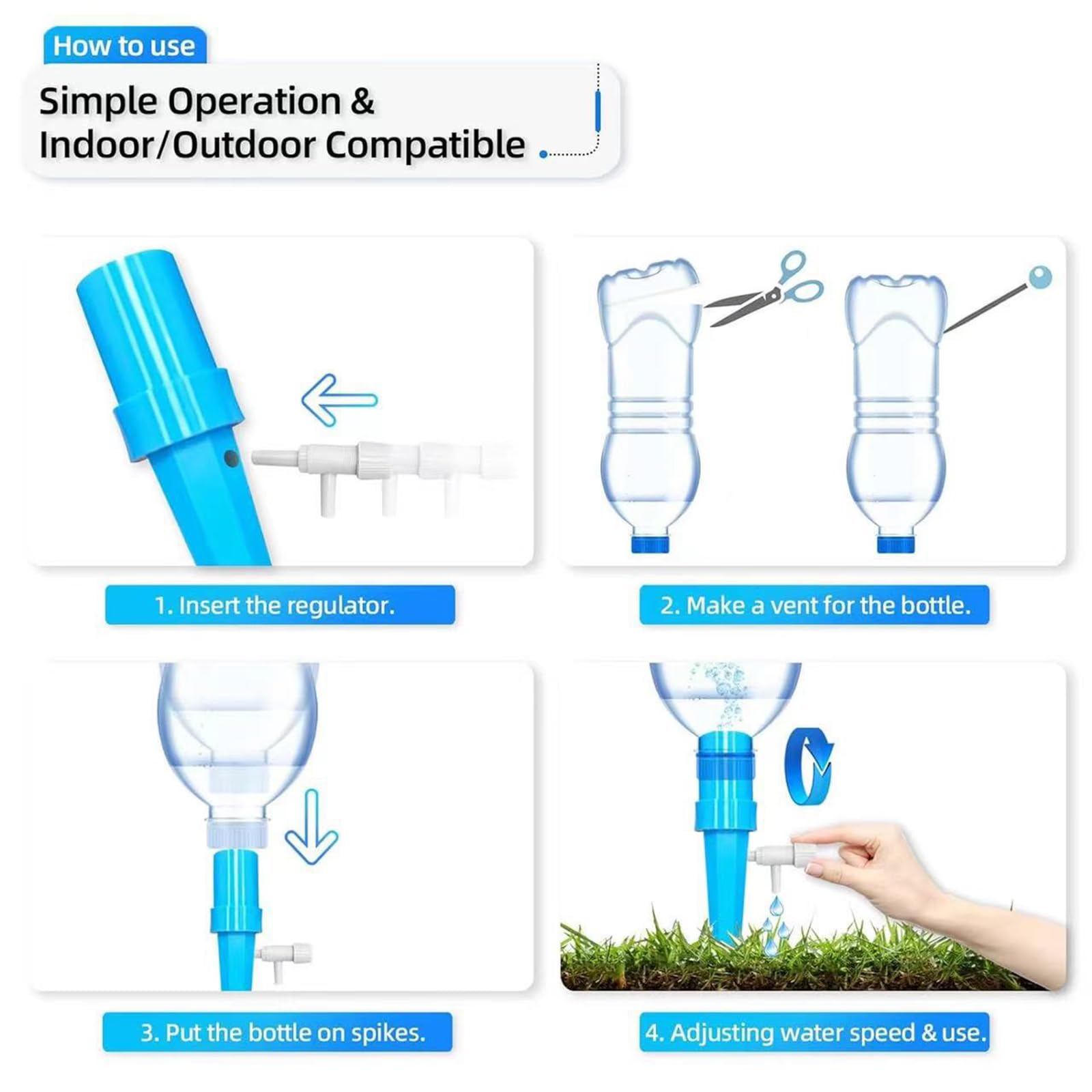 Arrosage Goutte à Goutte Universel Système Automatique Intérieur Extérieur avec Vannes de Régulation Jardin 10 Pièces