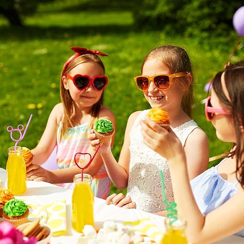 Miniatura 6 de 24 popotes para niños, reutilizables, de plástico, rizados, locos, para actividades en el aula, regalo del día de San Valentín, Navidad, cumpleaños,