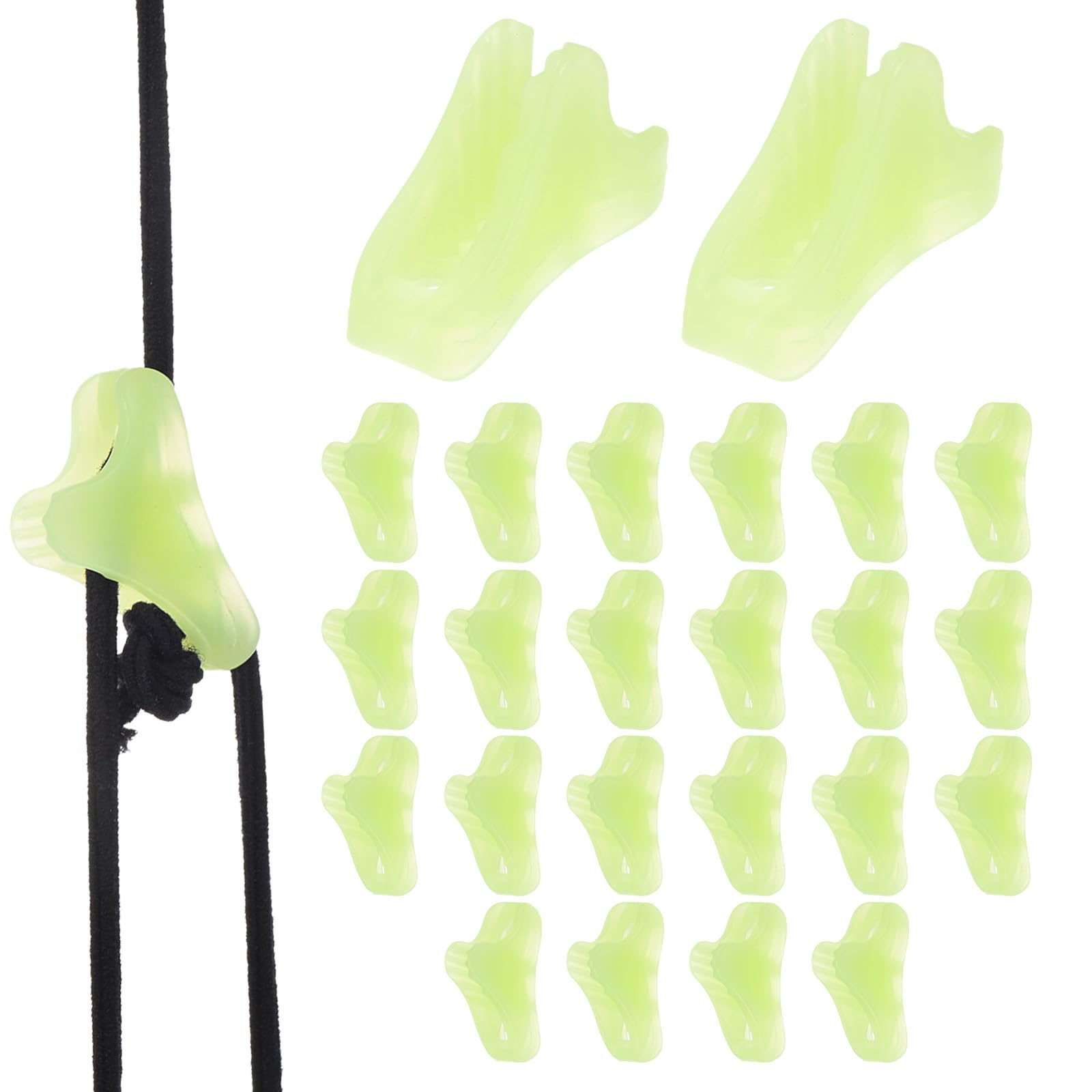 TIXIPEM Rope Tensioner Plastic [24PCS] - Guyline Cord Adjusters Use for Camping & Hiking & Picnic & Outdoor Activities- [Fluorescent Green - 0.94IN] Tent Rope Adjuster
