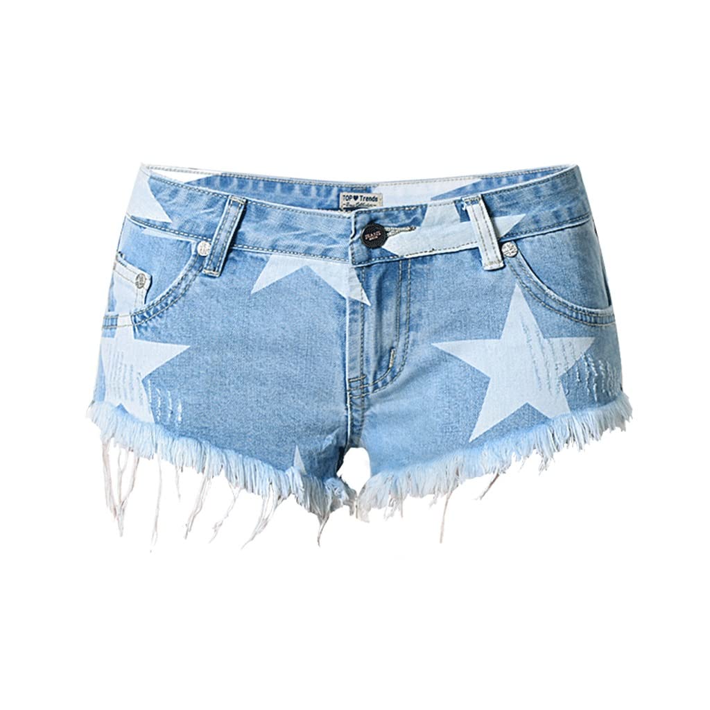 Short en jean à pompon contre la chaleur estivale avec style sexy imprimé étoile taille 36