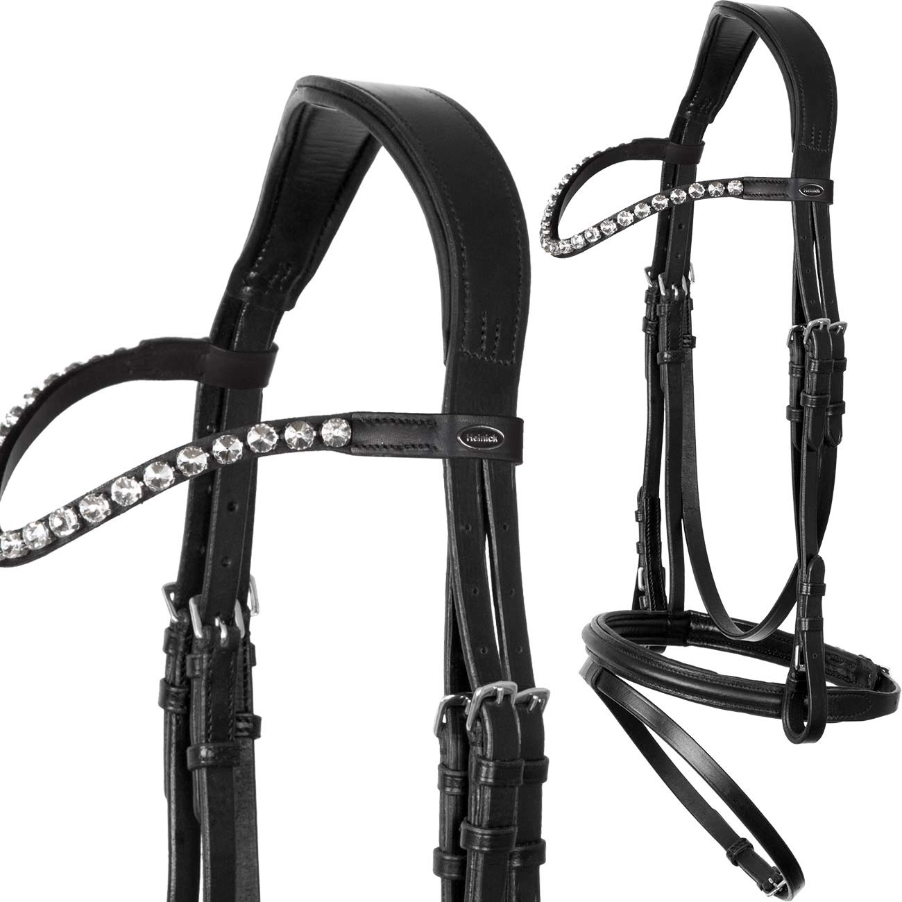 Trense Comfort englisch kombiniert Schwarz ~ Glow-Silver ~ Warmblut