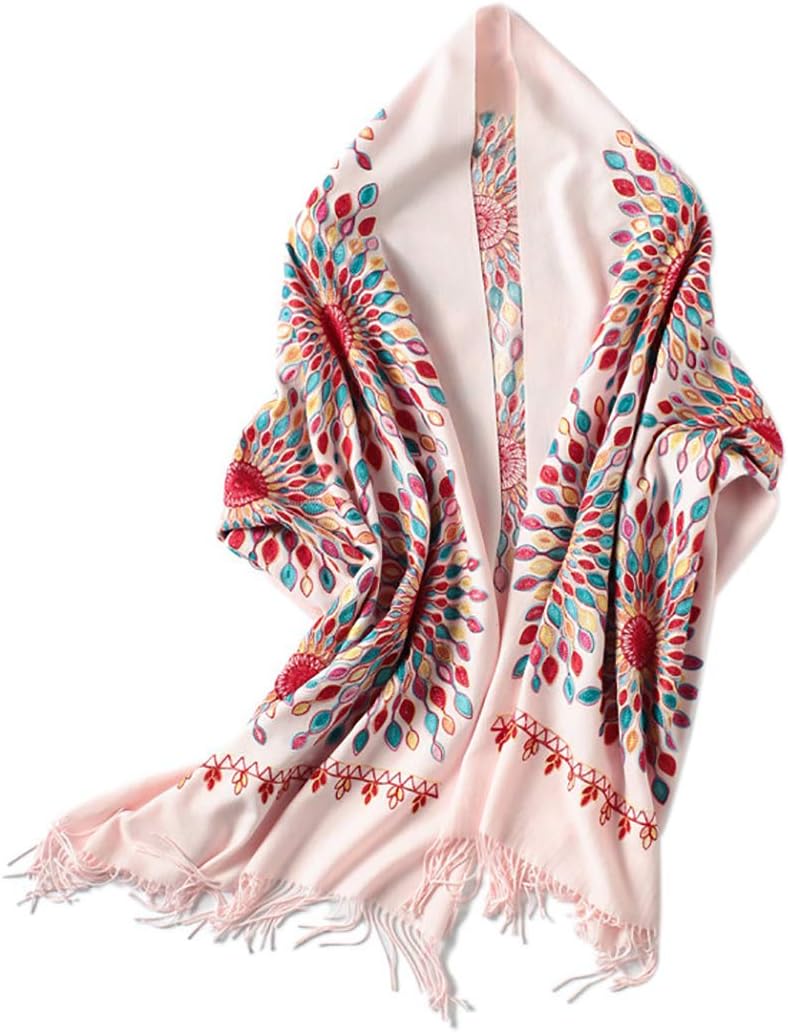 Urban CoCo Women's Embroidered Oversize Tassel Shawl Scarf Wraps for Women